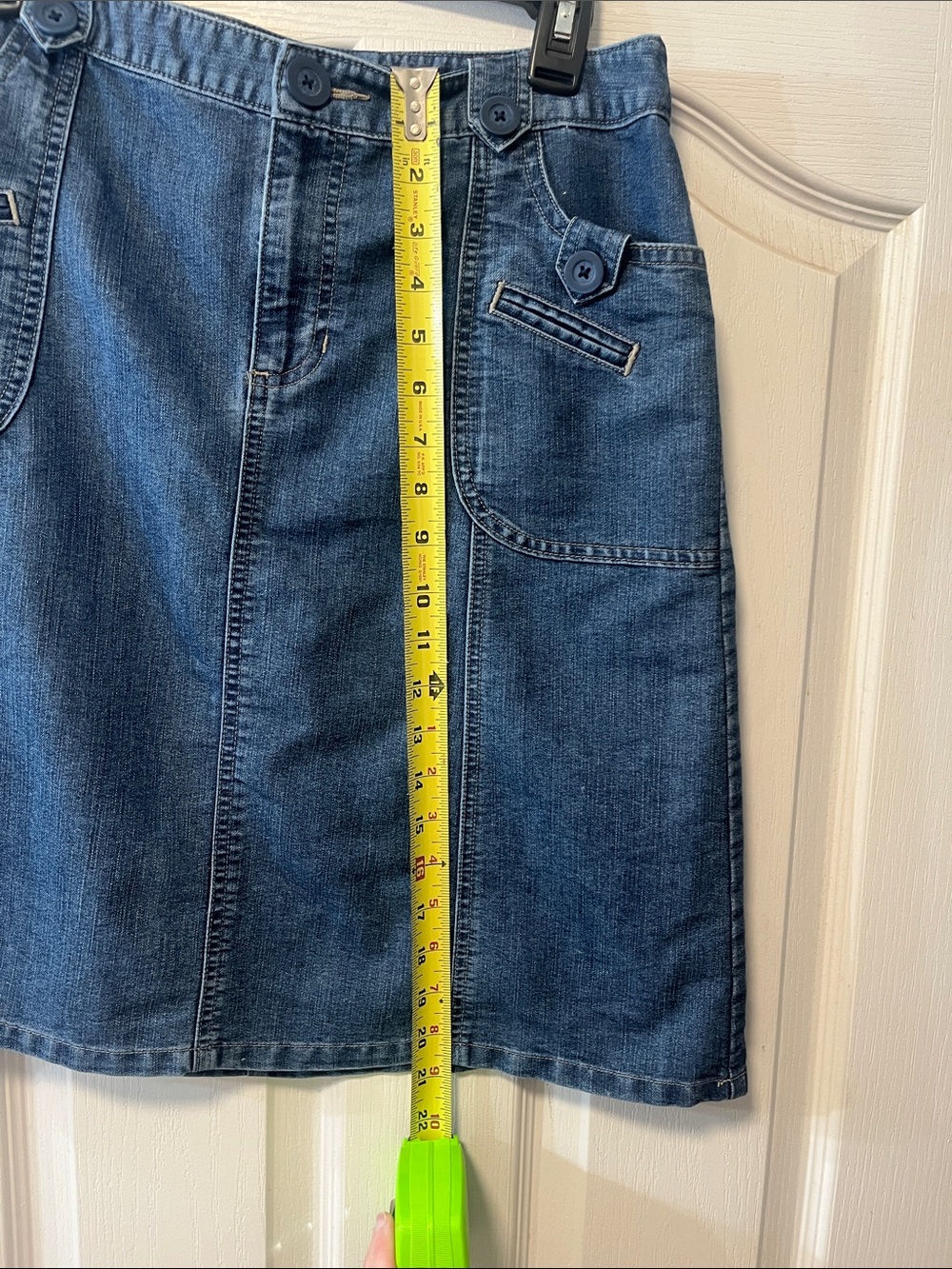 Cherokee Blue Denim A-Line Skirt with Pocket Buttons - Picture 3 of 7